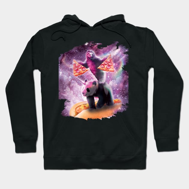 Space Pizza Sloth On Panda Unicorn On Hotdog Hoodie by Random Galaxy